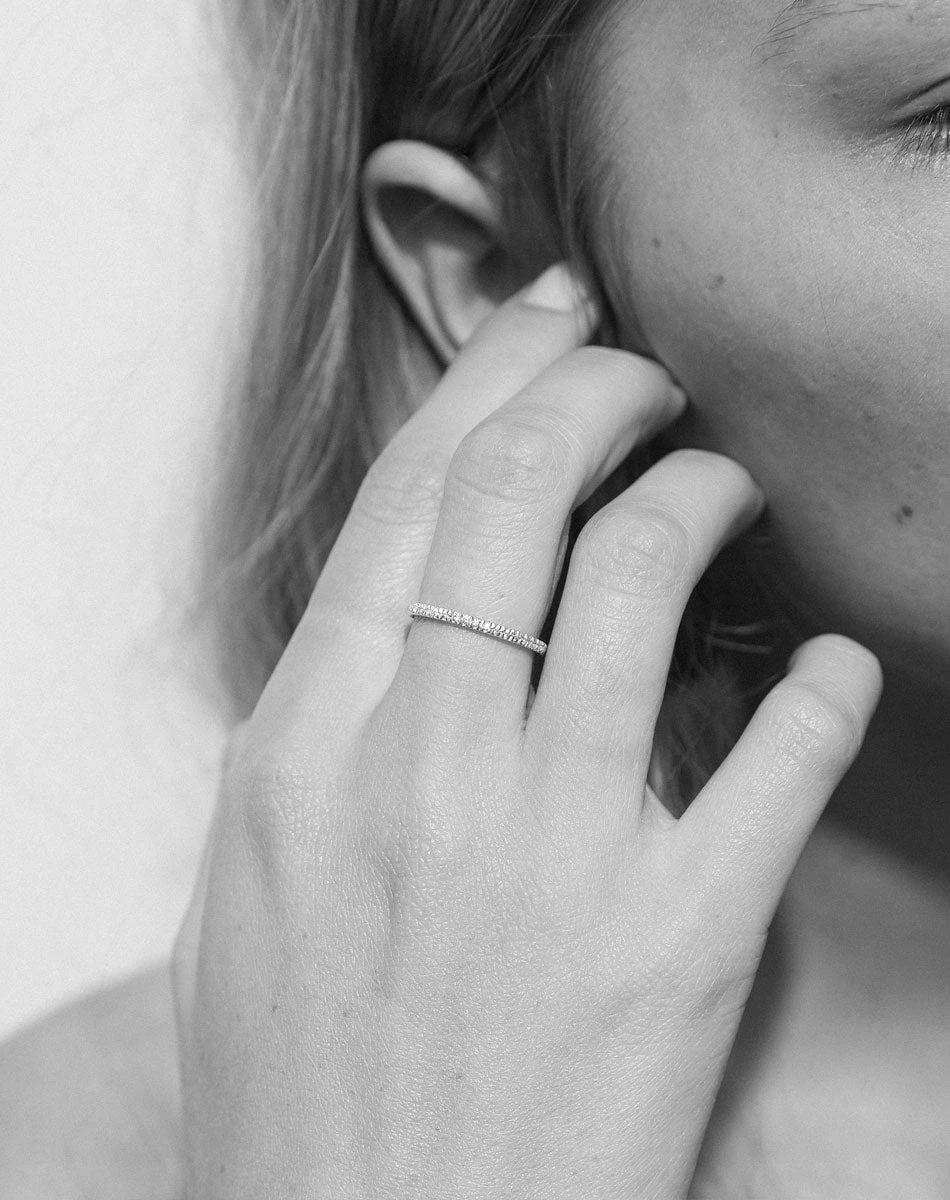 Meadowlark | 1mm Halo Eternity Band - 9ct Yellow Gold / White Diamond - Image 2