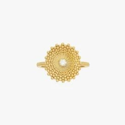 Zoe & Morgan | Helios Ring - 22k Gold Plate With White Zircon