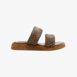 La Tribe | Double Strap Braided Slide - Walnut