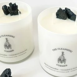 The Cleansing Corner | Black Tourmaline Crystal Candle - Sweet Pea & Jasmine