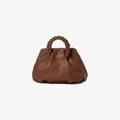 Hereu | Bombon Small Plaited-Handle Crossbody Bag - Chestnut