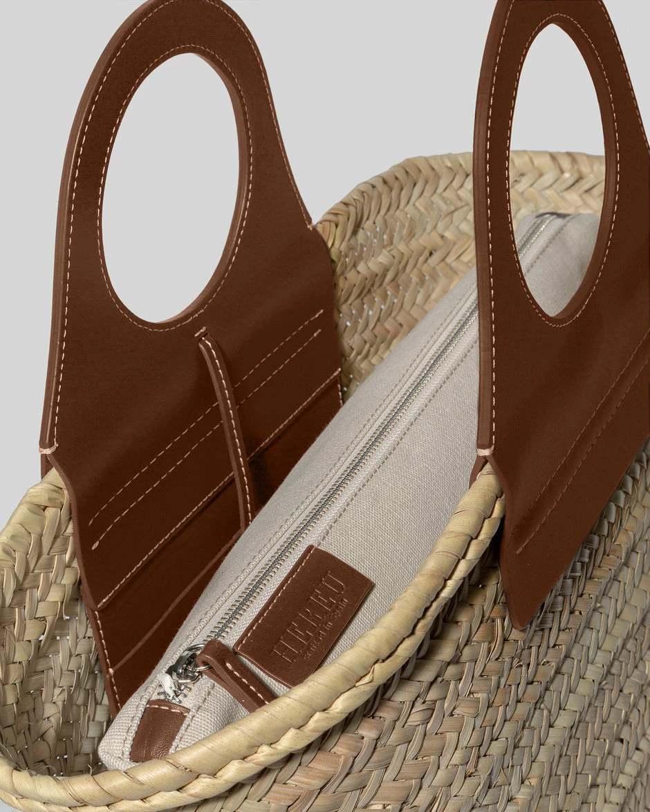 Hereu | Cabas Straw Tote Bag - Chestnut - Image 3