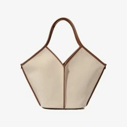Hereu | Calella Leather Trimmed Tote Bag - Beige/Chestnut