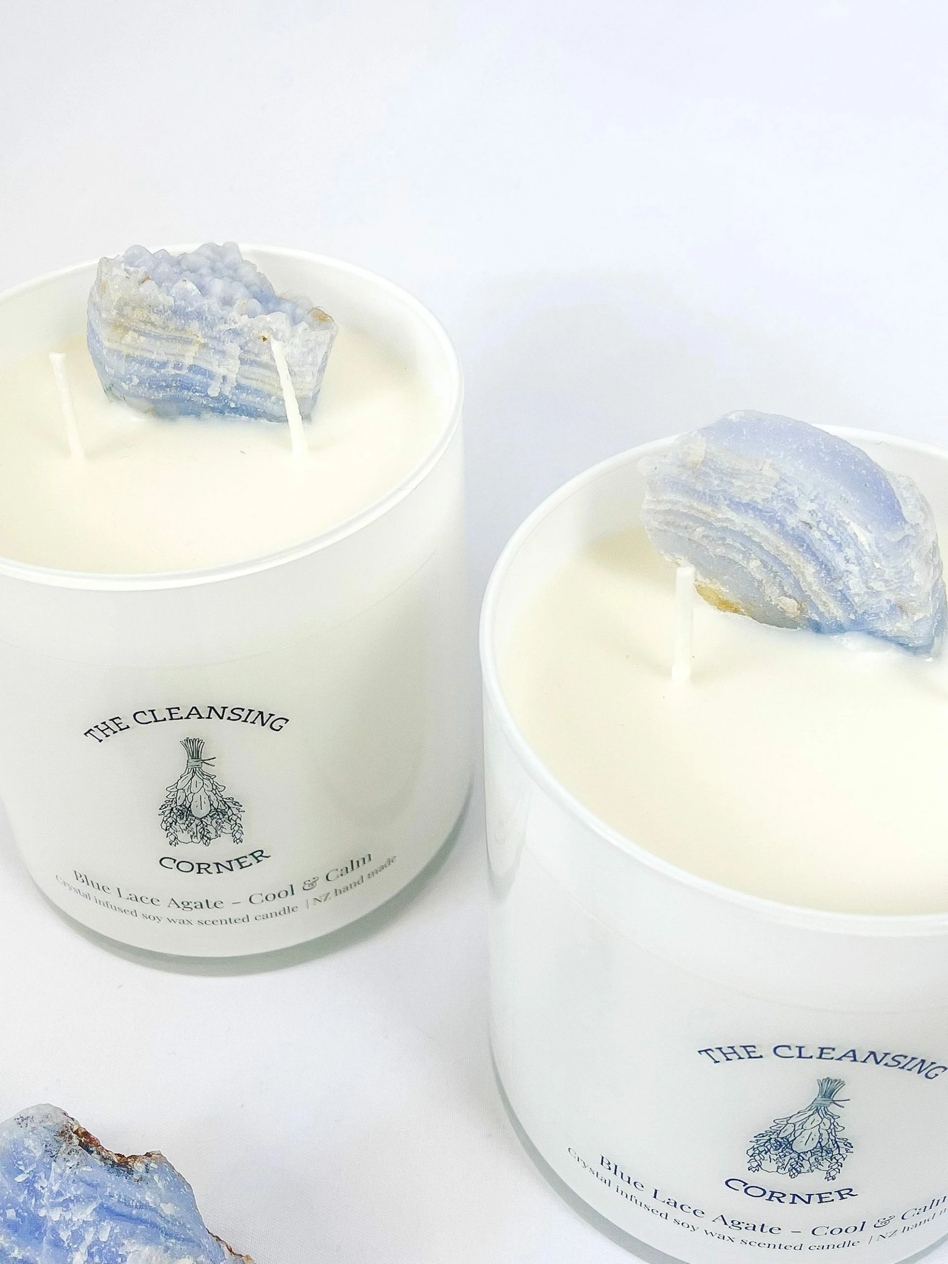 The Cleansing Corner | Agate Blue Lace Candle - Snow Fairy - Image 2