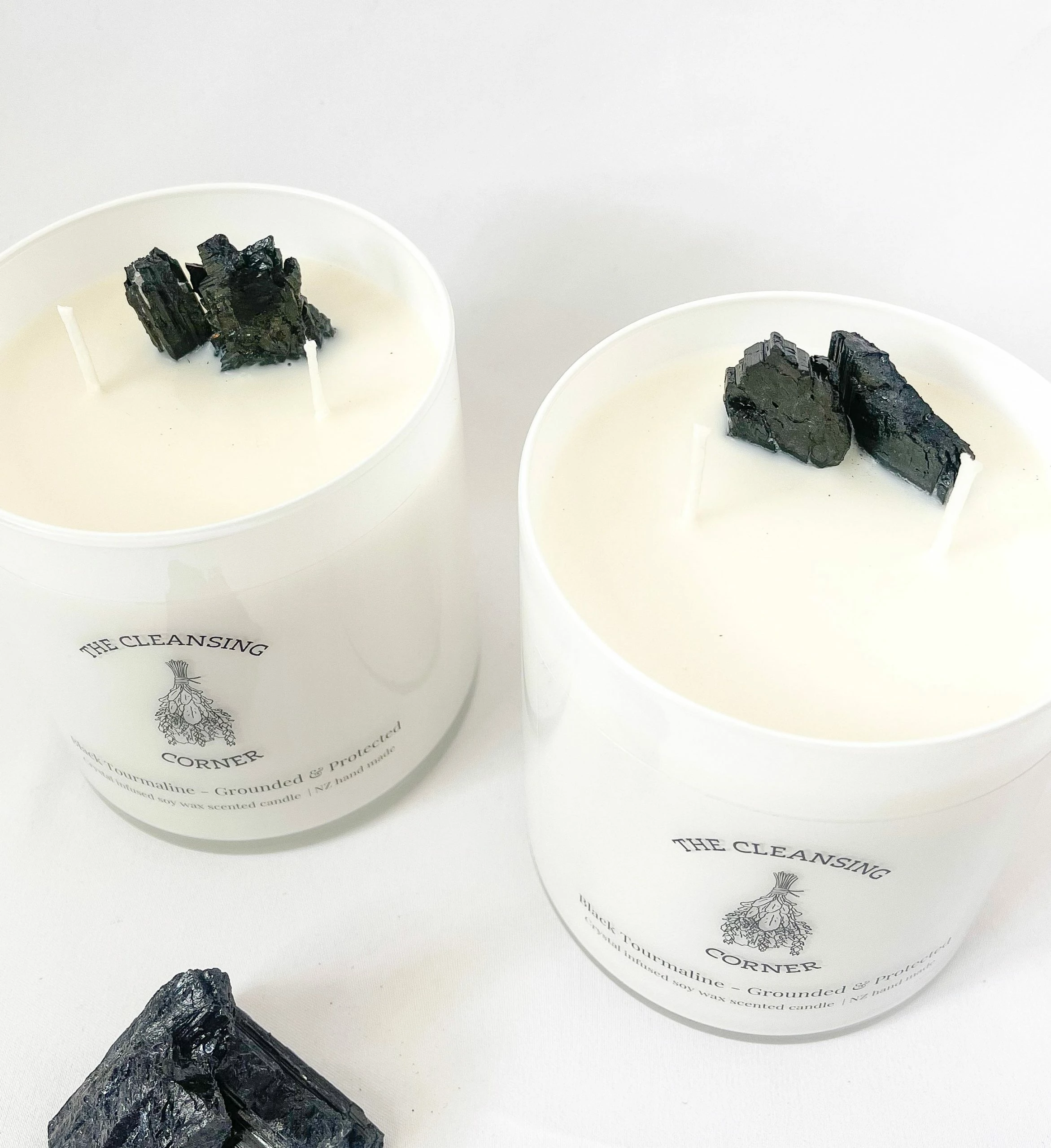 The Cleansing Corner | Black Tourmaline Crystal Candle - Sweet Pea & Jasmine - Image 2