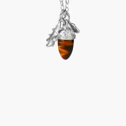 Karen Walker Jewellery | Acorn & Leaf Pendant Tiger's Eye - Silver