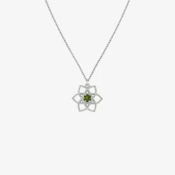 Zoe & Morgan | Padma Lotus Heart Necklace - 925 Sterling Silver / Chrome Diopside