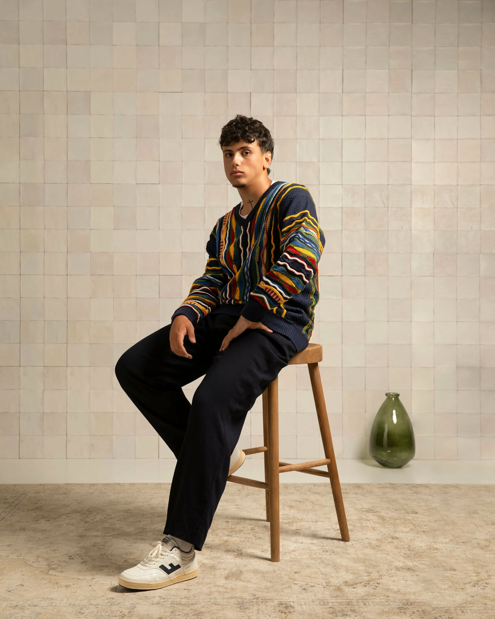 Flamingos Life | Retro 90s Sneaker - Vanilla / Navy - Image 5