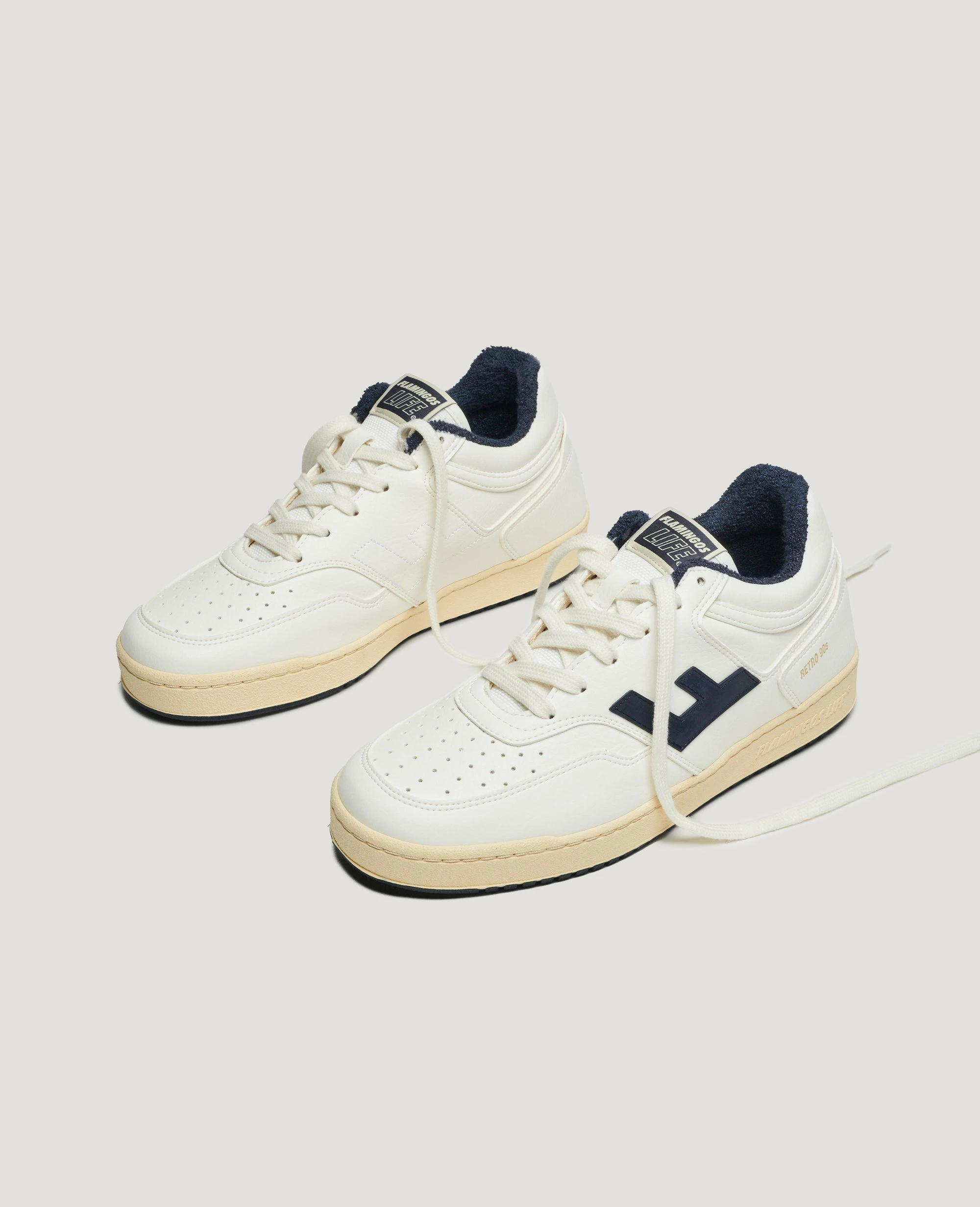Flamingos Life | Retro 90s Sneaker - Vanilla / Navy - Image 2