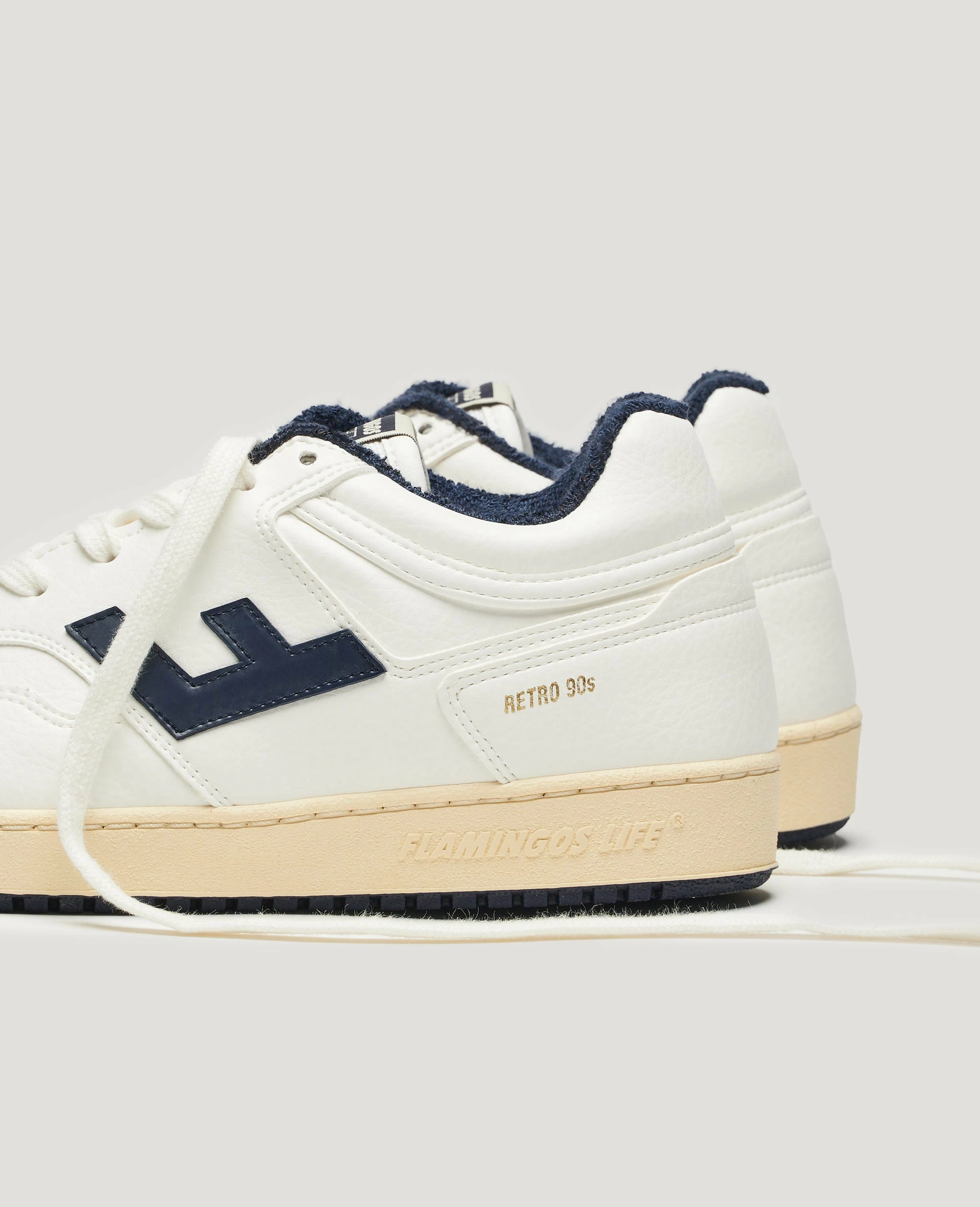 Flamingos Life | Retro 90s Sneaker - Vanilla / Navy - Image 3