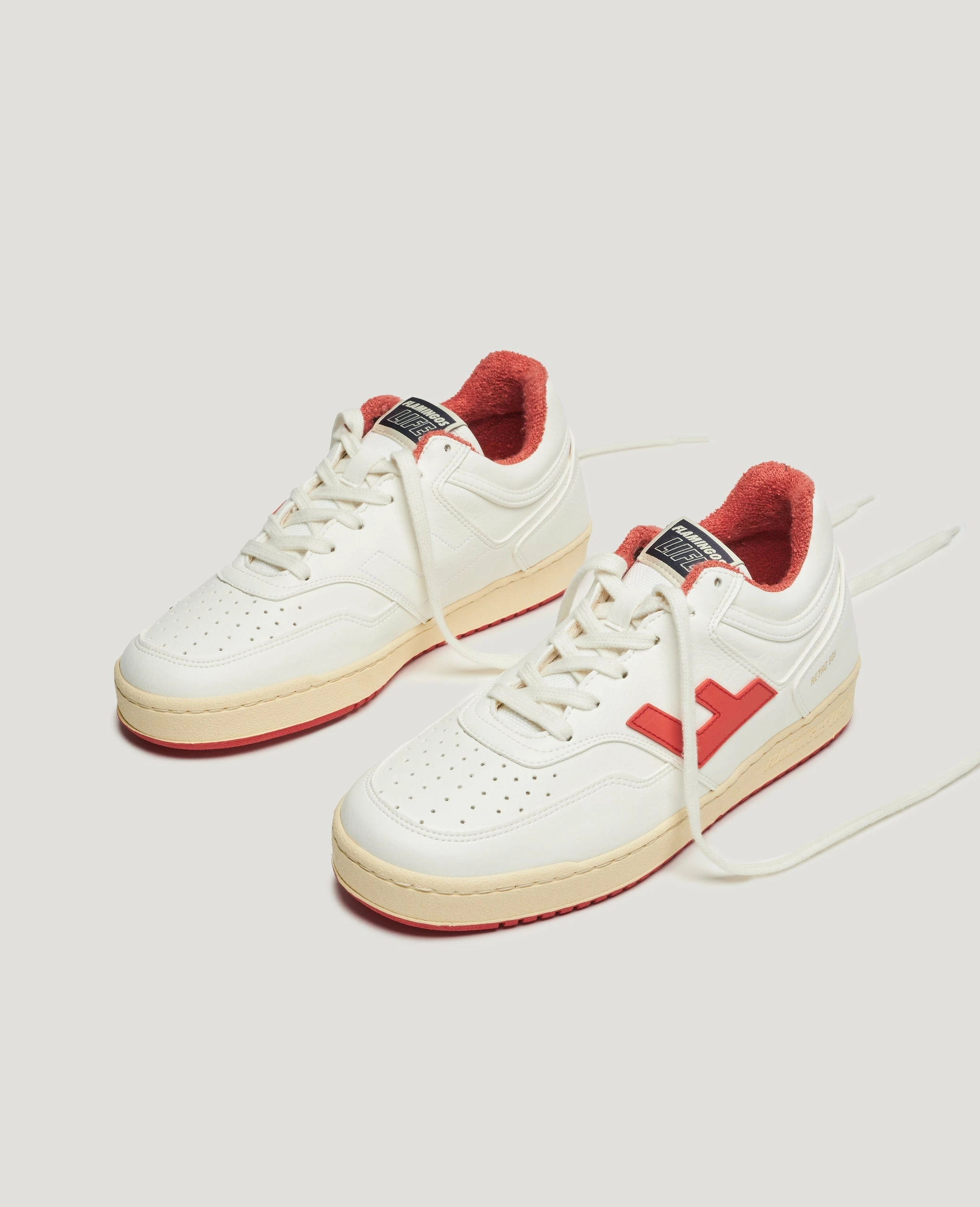 Flamingos Life | Retro 90s Sneaker - Vanilla / Tomato - Image 4