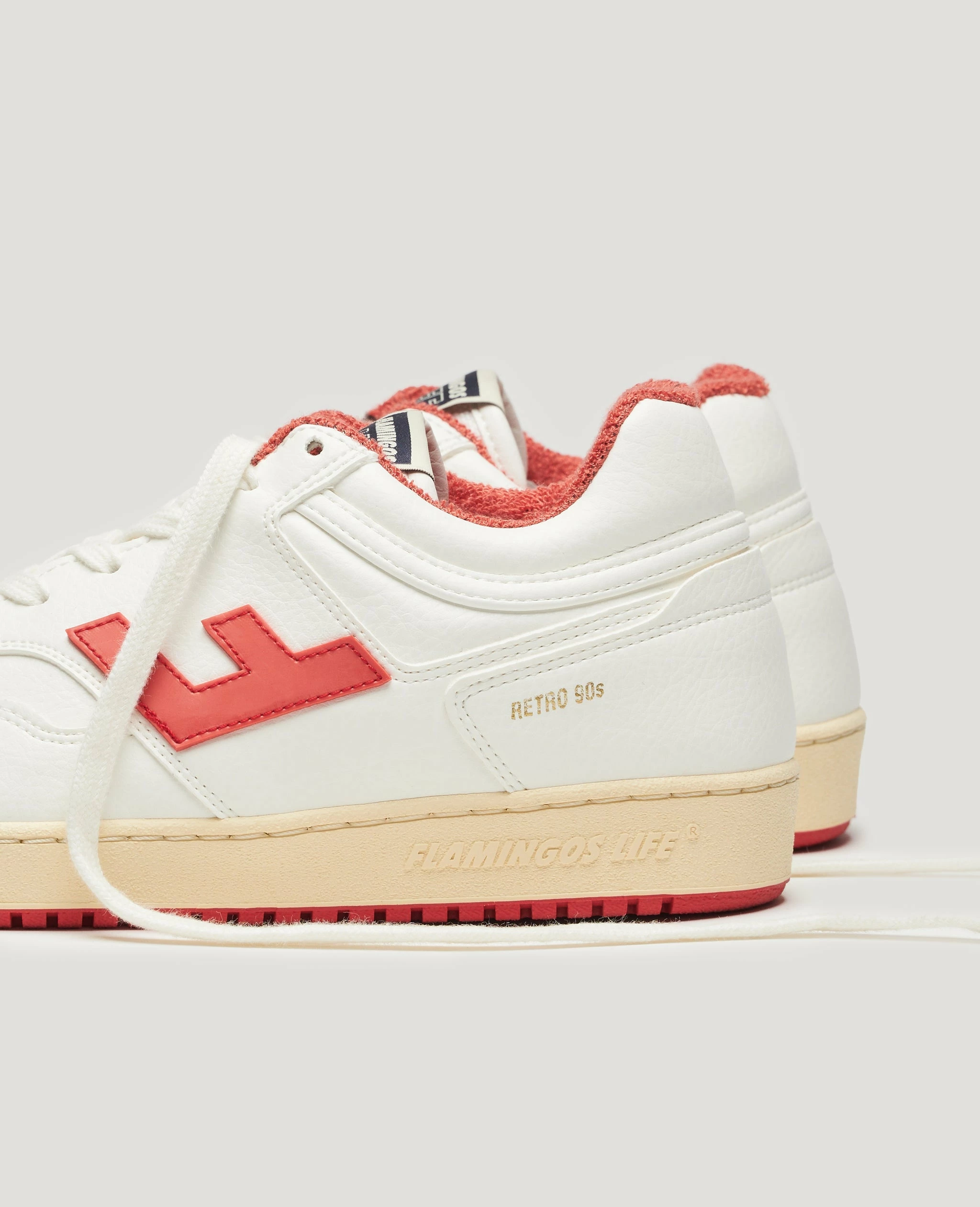 Flamingos Life | Retro 90s Sneaker - Vanilla / Tomato - Image 5