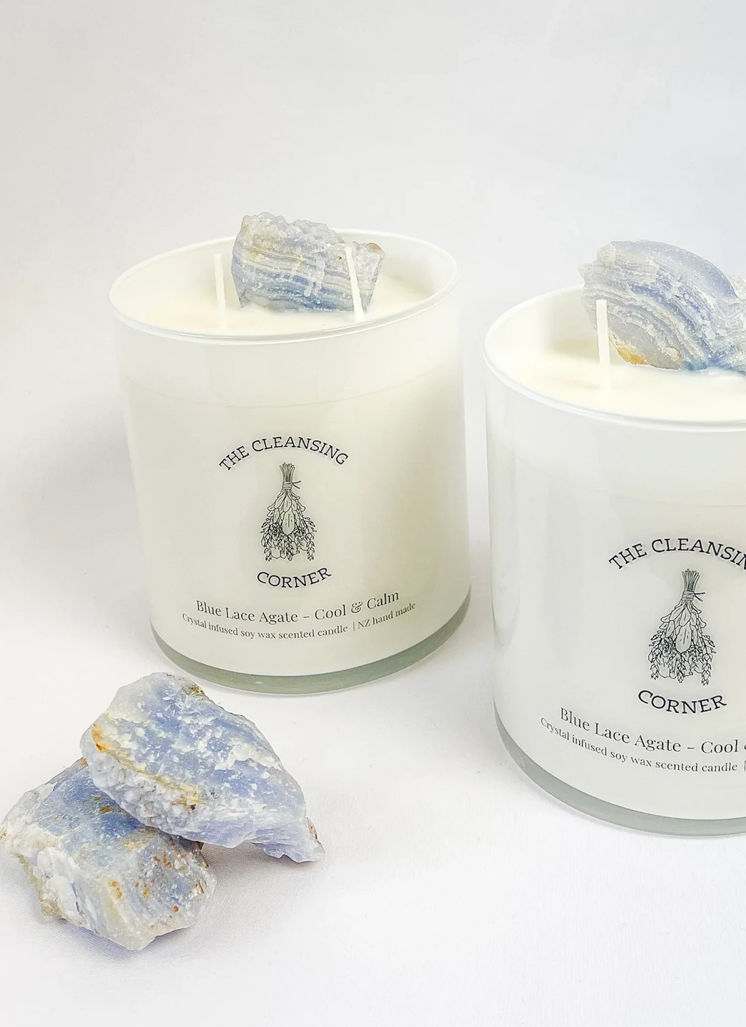 The Cleansing Corner | Agate Blue Lace Candle - Snow Fairy