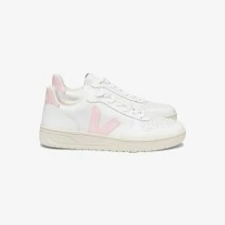 Veja | V-10 Leather Sneakers - White / Petal