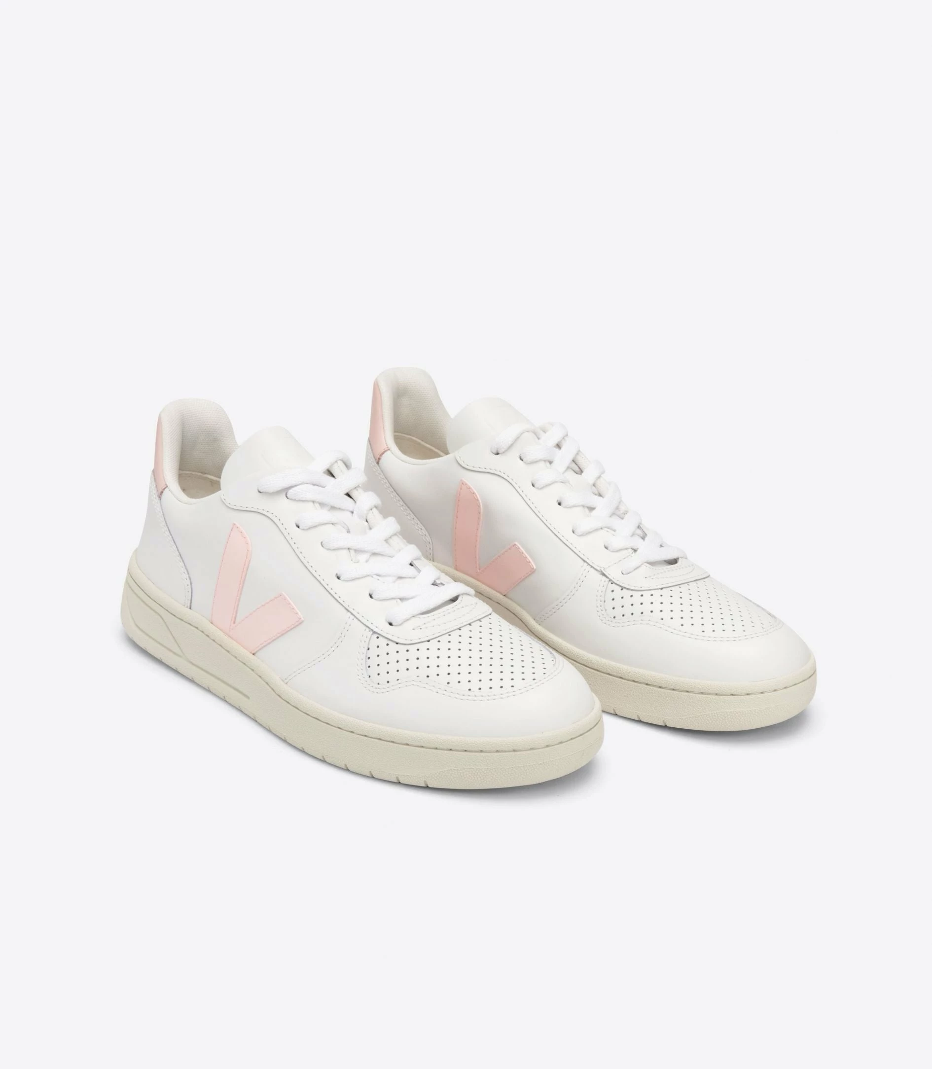 Veja | V-10 Leather Sneakers - White / Petal - Image 2