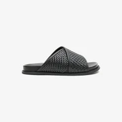 La Tribe | Woven Crossover Slide - Black