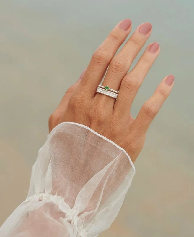 Zoe & Morgan | Anchored Stacker Ring - 925 Sterling Silver / Chrome Diopside - Image 3