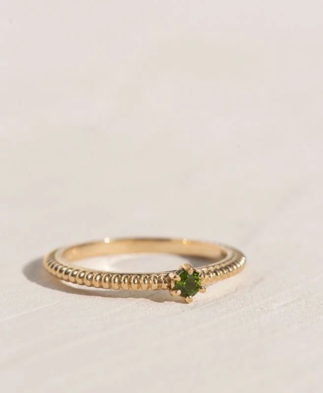 Zoe & Morgan | Anchored Stacker Ring - 22K Gold Plated / Chrome Diopside - Image 2