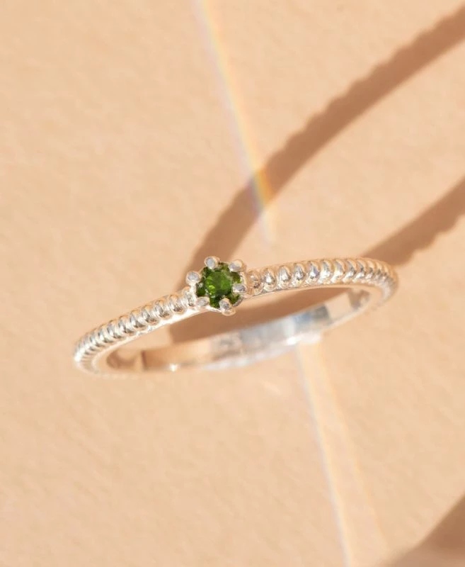 Zoe & Morgan | Anchored Stacker Ring - 925 Sterling Silver / Chrome Diopside - Image 2