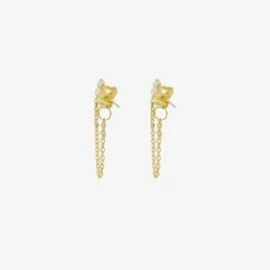 Natasha Schweitzer | Double Diamond Chain Earring - 9K Yellow Gold
