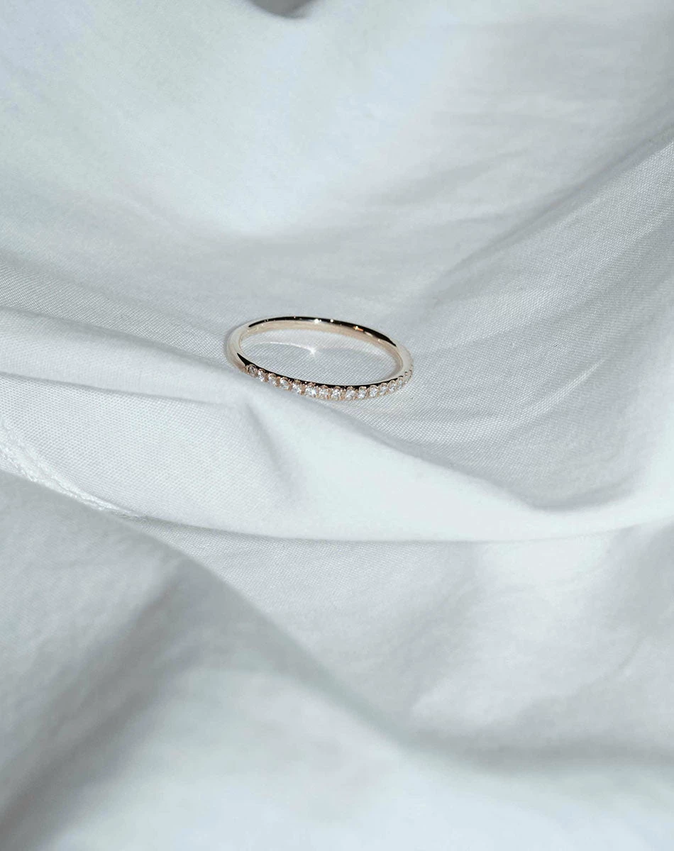Meadowlark | 1mm Halo Eternity Band - 9ct Yellow Gold / White Diamond - Image 3