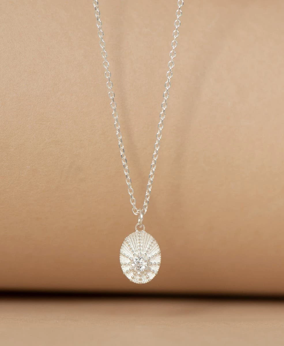 Zoe & Morgan | Kina Necklace - Silver White Zircon - Image 3