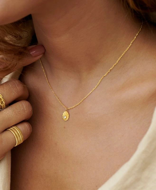 Zoe & Morgan | Kina Necklace - Gold/White Zircon - Image 3