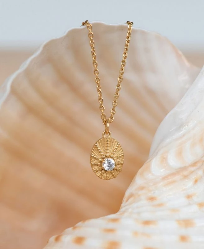 Zoe & Morgan | Kina Necklace - Gold/White Zircon - Image 4