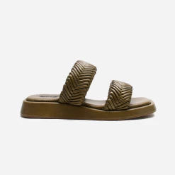 La Tribe | Double Strap Braided Slide - Olive