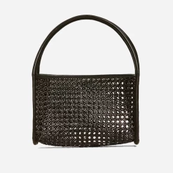 St Agni | Rattan Small Tote Bag - Black