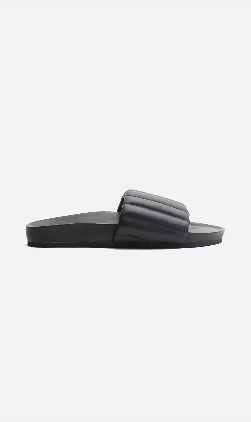 La Tribe | Tube Leather Slide - Black