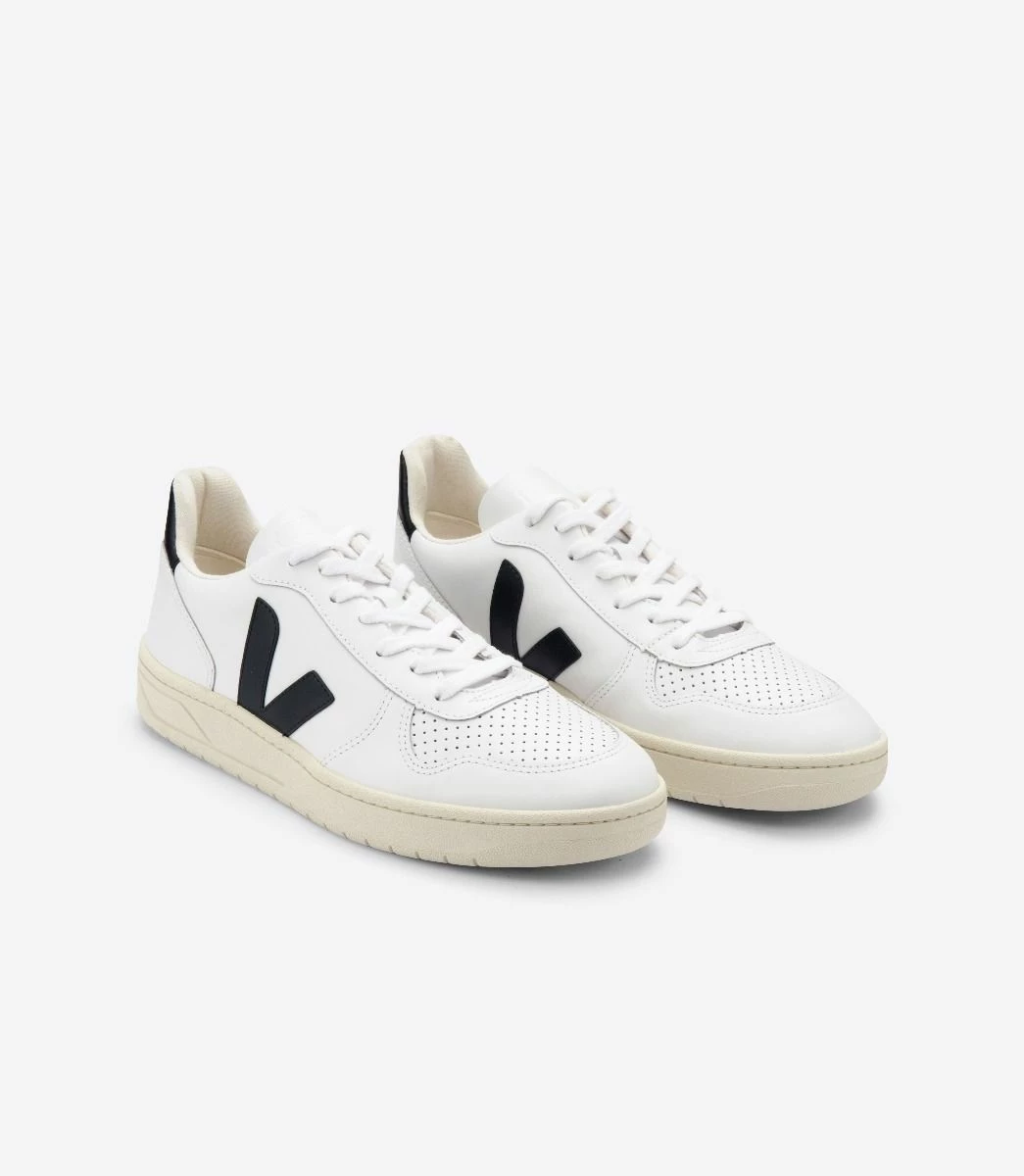 Veja | V-10 Leather Sneakers - Extra White / Black - Image 2